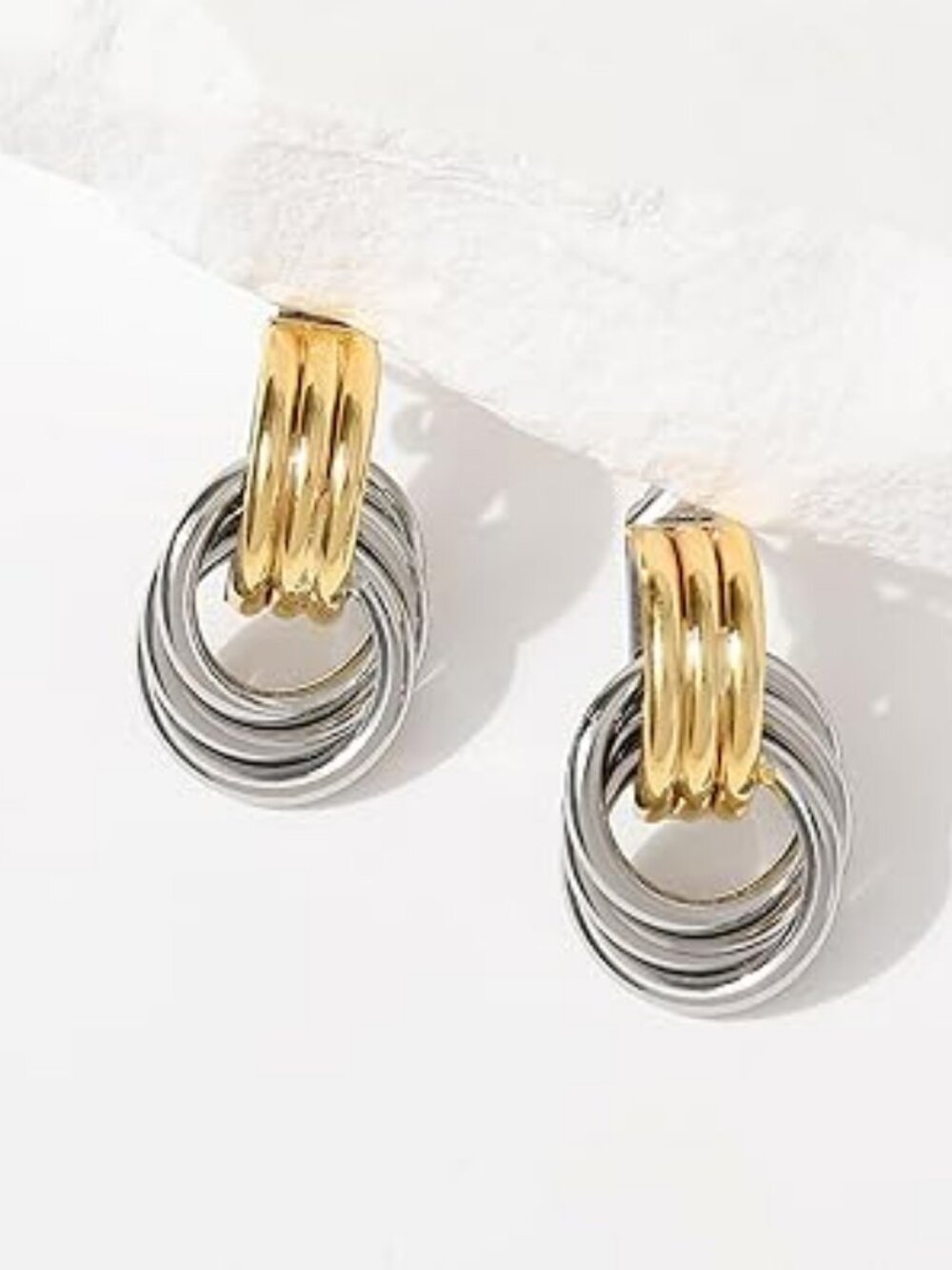 NEW Trendy Gold & Silver Plated Combo Knot Earrings Chunky Drop Dangle Earrings